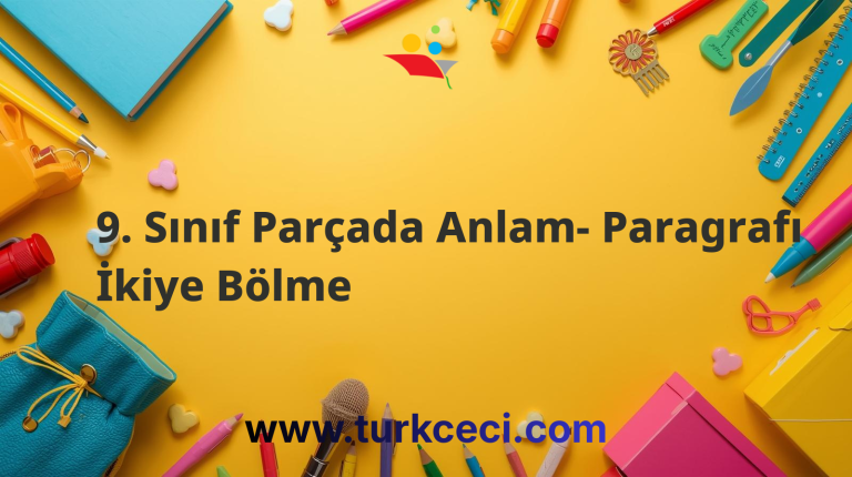 9. Sınıf Parçada Anlam- Paragrafı İkiye Bölme